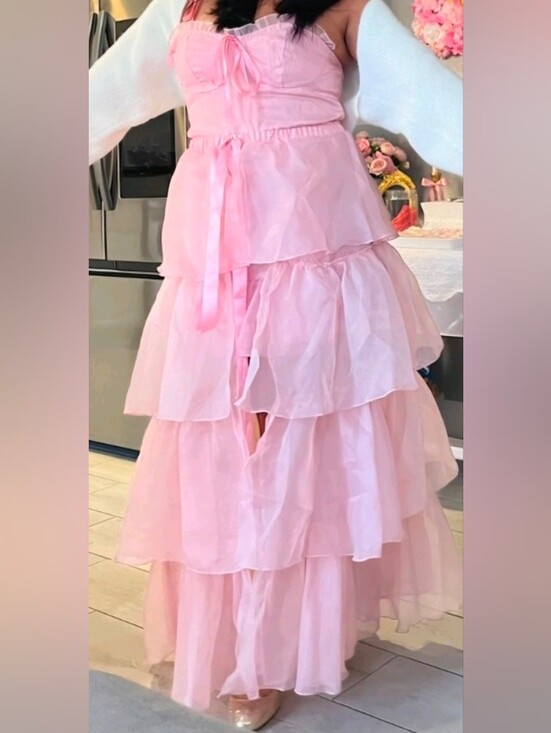 Dresses & Skirts - Elegant Pink Tiered Dress Shein